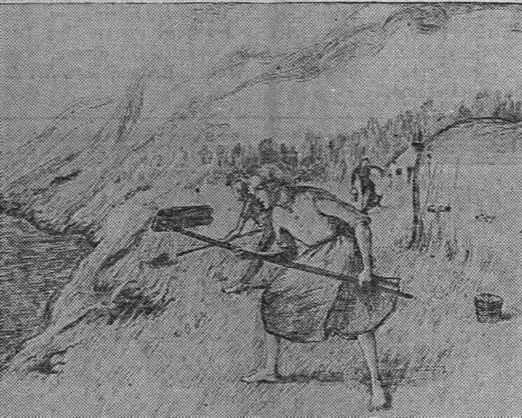 sketch of fighting a prairie fire